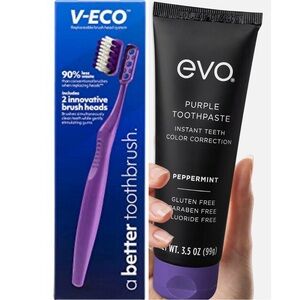 Evo+V-Eco Purple Toothpaste/brush w/Replaceable Head System+1 Replacement Head